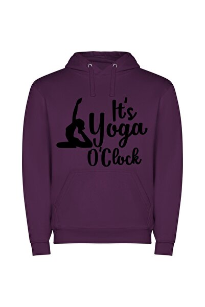 iLovePrints Yoga Time Zone Bliss Φούτερ με κουκούλα σε χρώμα Μωβ