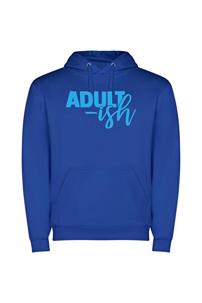iLovePrints Blueish Adult Character Logo Φούτερ με κουκούλα σε χρώμα Μπλε