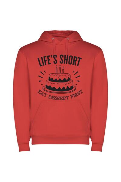 iLovePrints Sweet Life's First Bite Φούτερ με κουκούλα σε χρώμα Κόκκινο