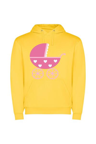 iLovePrints Charming Heart-Studded Baby Carriage Φούτερ με κουκούλα σε χρώμα ...