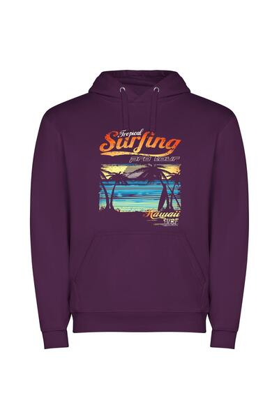 iLovePrints Tropical Surf Adventure Φούτερ με κουκούλα σε χρώμα Μωβ