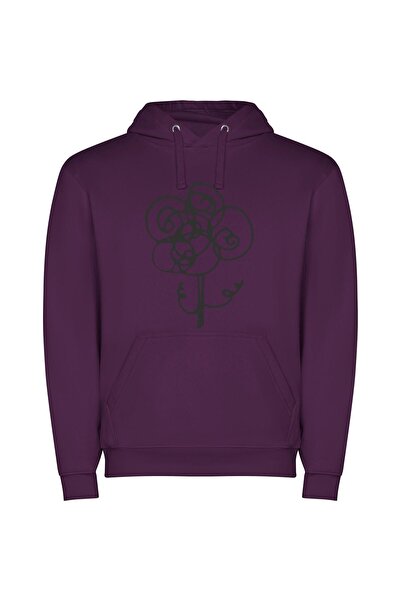 iLovePrints Monochromatic Floral Masterpiece Φούτερ με κουκούλα σε χρώμα Μωβ