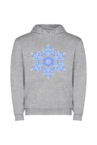 iLovePrints Symmetric Blossom Kaleidoscope Φούτερ με κουκούλα σε χρώμα Γκρι