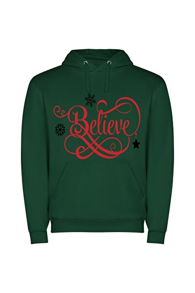 iLovePrints Festive Snowflake Stardom! Φούτερ με κουκούλα σε χρώμα Πράσινο