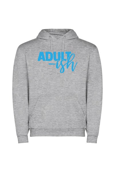 iLovePrints Blueish Adult Character Logo Φούτερ με κουκούλα σε χρώμα Γκρι