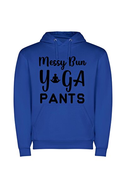 iLovePrints Chic Messy Pants Sign Φούτερ με κουκούλα σε χρώμα Μπλε