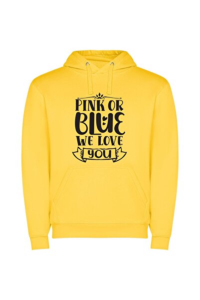 iLovePrints Fancy Love in Colors Φούτερ με κουκούλα σε χρώμα Κίτρινο