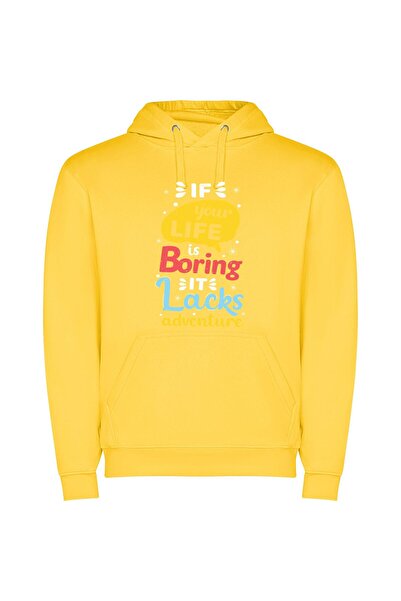 iLovePrints Unlock Your Boring Life Φούτερ με κουκούλα σε χρώμα Κίτρινο