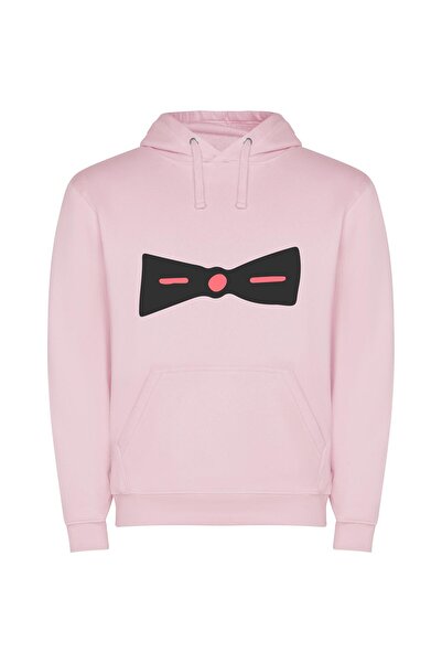 iLovePrints Elegant Black Tie Accessory Φούτερ με κουκούλα σε χρώμα Ροζ