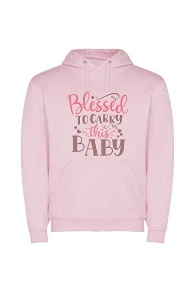 iLovePrints Blessed Baby Print Φούτερ με κουκούλα σε χρώμα Ροζ