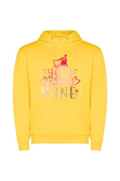 iLovePrints Wine-inspired Yoga Art Φούτερ με κουκούλα σε χρώμα Κίτρινο