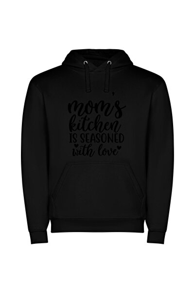iLovePrints Love-Seasoned Kitchen Print Φούτερ με κουκούλα σε χρώμα Μαύρο