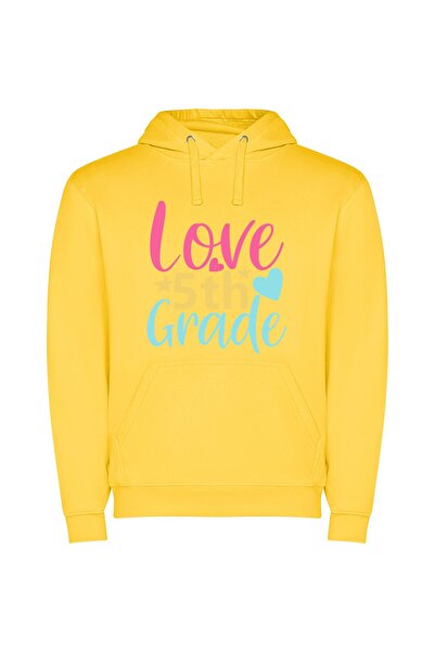 iLovePrints Grade School Love Art Φούτερ με κουκούλα σε χρώμα Κίτρινο