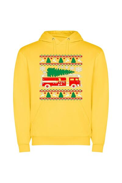 iLovePrints Festive Adobe Illustrator Truck Φούτερ με κουκούλα σε χρώμα Κίτρινο