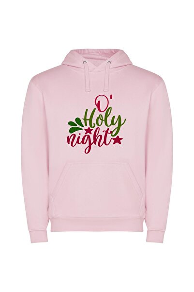 iLovePrints Merry Holly Night Spectacle Φούτερ με κουκούλα σε χρώμα Ροζ