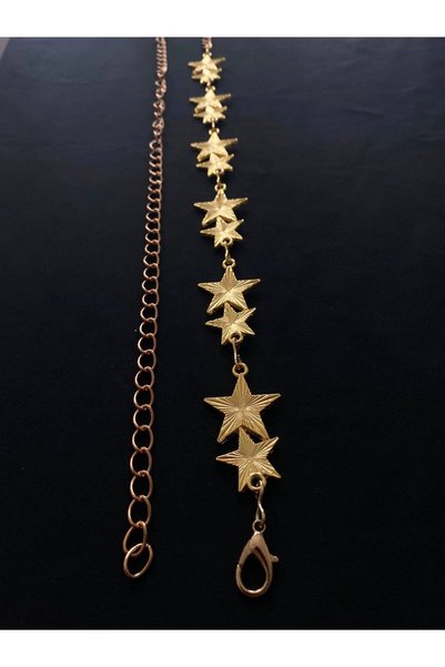 ARLIVA Double Star Detailed Gold Plated Dress Belt, Jacket Belt, Trouser Belt