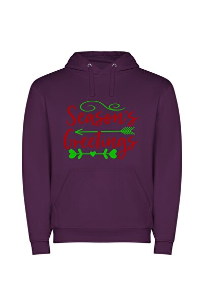 iLovePrints Festive 2015 Greetings Φούτερ με κουκούλα σε χρώμα Μωβ