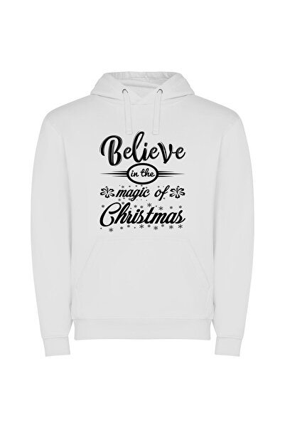 iLovePrints Merry Magic in Adobe Φούτερ με κουκούλα σε χρώμα Λευκό