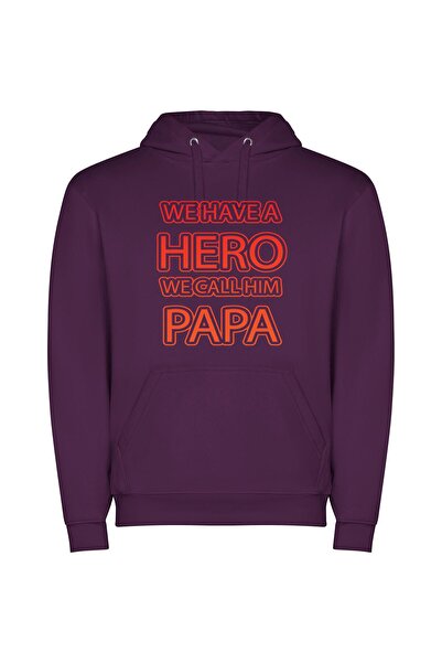 iLovePrints Papa: The Bapu's Inspiration Φούτερ με κουκούλα σε χρώμα Μωβ