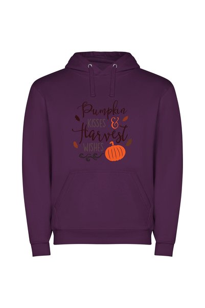 iLovePrints Festive Pumpkin Love Φούτερ με κουκούλα σε χρώμα Μωβ