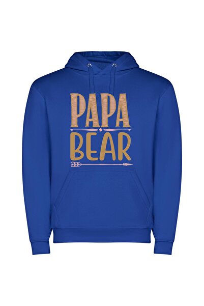 iLovePrints Papa Bear's Chic Sign Φούτερ με κουκούλα σε χρώμα Μπλε
