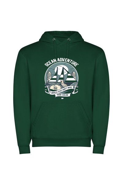 iLovePrints Sailing Time: Illustrated Logo Φούτερ με κουκούλα σε χρώμα Πράσινο