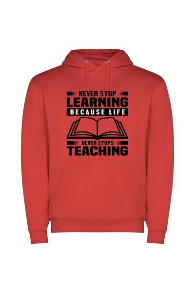 iLovePrints Life's Eternal Classroom Φούτερ με κουκούλα σε χρώμα Κόκκινο