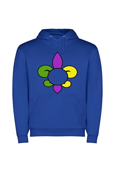 iLovePrints Vivid Floral Symphony Φούτερ με κουκούλα σε χρώμα Μπλε