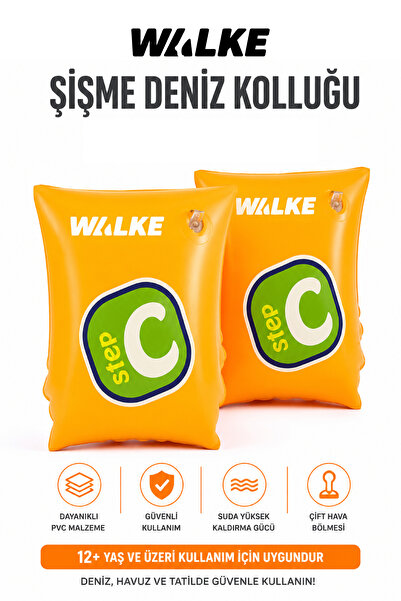Walke أكمام سباحة قابلة للنفخ للأطفال مقاس 25x15 مع قسمين هوائيين 12101