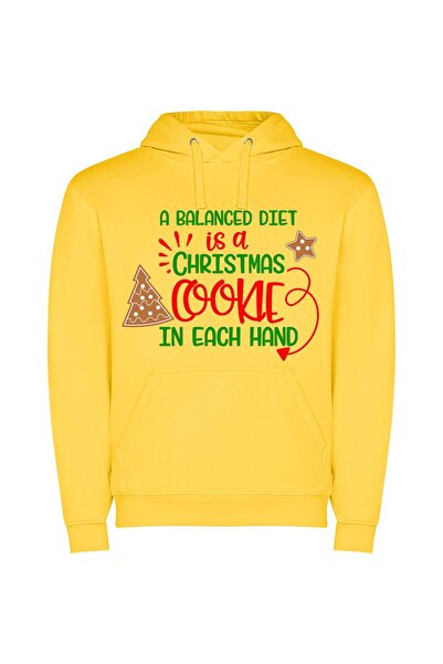 iLovePrints Merry Cookie Balance Delight Φούτερ με κουκούλα σε χρώμα Κίτρινο