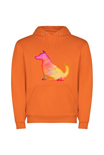 iLovePrints Vibrant Digital Canine Silhouette Φούτερ με κουκούλα σε χρώμα Πορ...