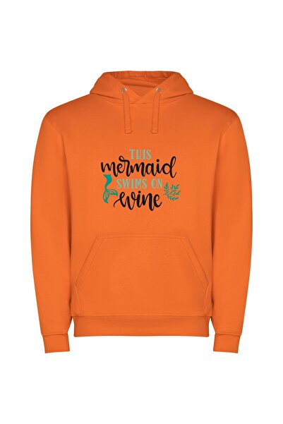 iLovePrints Wine-Drenched Aquatic Royalty Φούτερ με κουκούλα σε χρώμα Πορτοκαλί