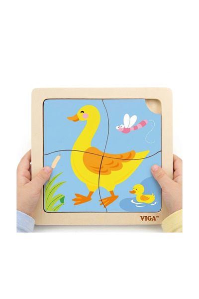 Viga Puzzle practic din lemn cu rață