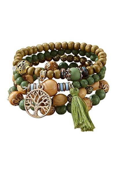 OEM 4 buc bratari boho pentru femei, Bracelet elastic, posibil de asezat in s...
