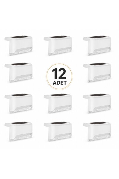 bavella Beyaz 12 Adet Güneş Enerjili Su Geçirmez Led Işık Bahçe Ve Merdiven A...