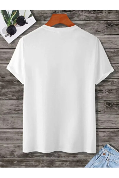 Wear Up Unisex Μπλουζάκι Oversize με Μοτίβο - Λευκό