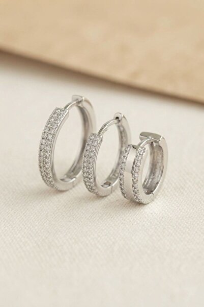 naque Set of 3 Silver Color Hoop Model Earrings Tj-Bkp11955