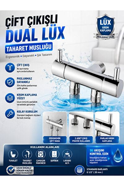 Ufak Tefek Şeyler Çift Çıkışlı Dual Lüx Taharet Musluğu - Krom Kaplama Ergono...