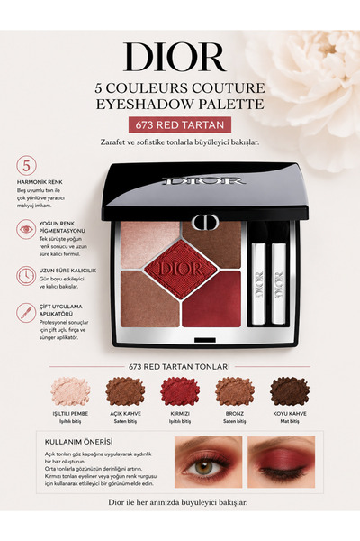 Dior Diorshow 5 Colors - 73 RED TARTAN - Ultra Kremsi ve Işıltılı Görünüm 5'l...
