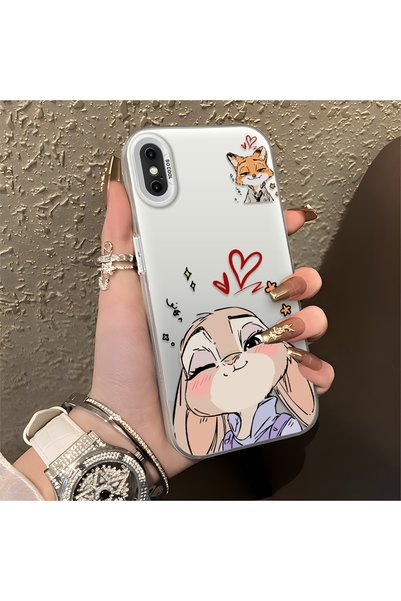 CHICASELUX حافظة مطبوعة على شكل أرنب ثعلب بتصميم قلب متوافق مع iPhone XS Max،...