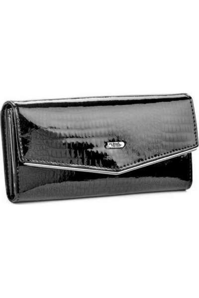 VERDE Γυναικείο δερμάτινο πορτοφόλι 18-1017 μαύρο