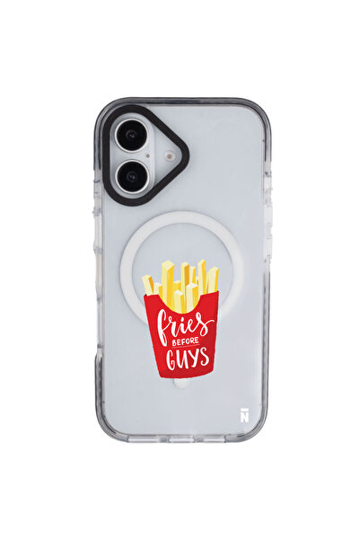 Casen iPhone 16 Yanları Siyah Magsafe Arty Şeffaf Fries Before Patates Tasarı...
