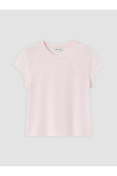 LC Waikiki Pink Crew Neck Cotton Women's T-Shirt