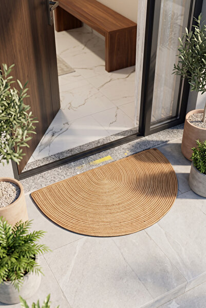 Villadia Home Textile Jüt Hasır Kapı Önü Paspası Dekoratif Örgü Paspas Doğal ...