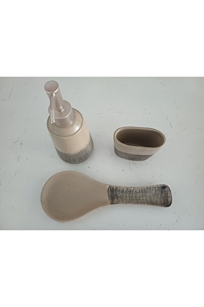 ACAR HOME PARİS STONEWARE 3 PARÇA BANYO SETİ - BEJ