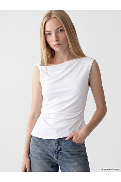 LC Waikiki Rmz Gi̇yi̇m Farkiyla Wide Roba Collar Gathered Blouse
