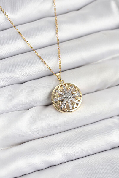 DMR Elegance 316L Steel Chain Gold Color Zircon Stone Women's Necklace