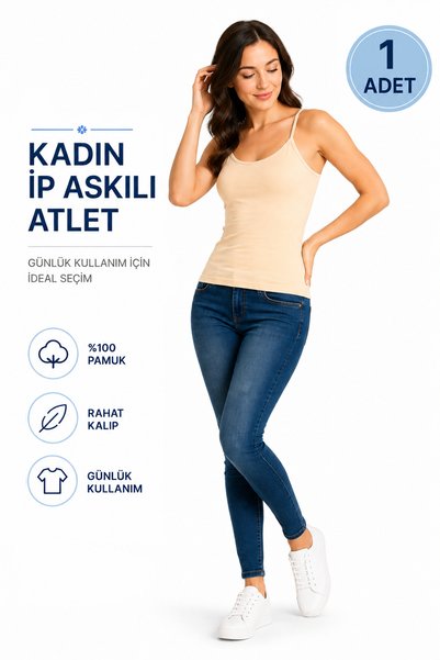 Alıç Women's Rope Strap Tank Top (Tutku Authorized Seller) - Cotton Comfortab...