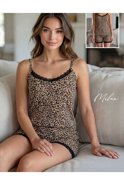 Dantel Detaylı Askılı Şortlu Kadın Pijama Takımı
