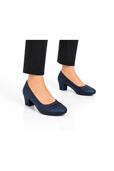 TRENDYSHOSE 262 حذاء نسائي مريح من الساتان بكعب سميك
